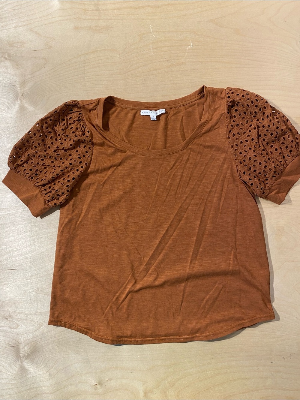 Jane + Delancey Eyelet Puff Sleeve Top - Rust Medium (RT) - Picture 2 of 8